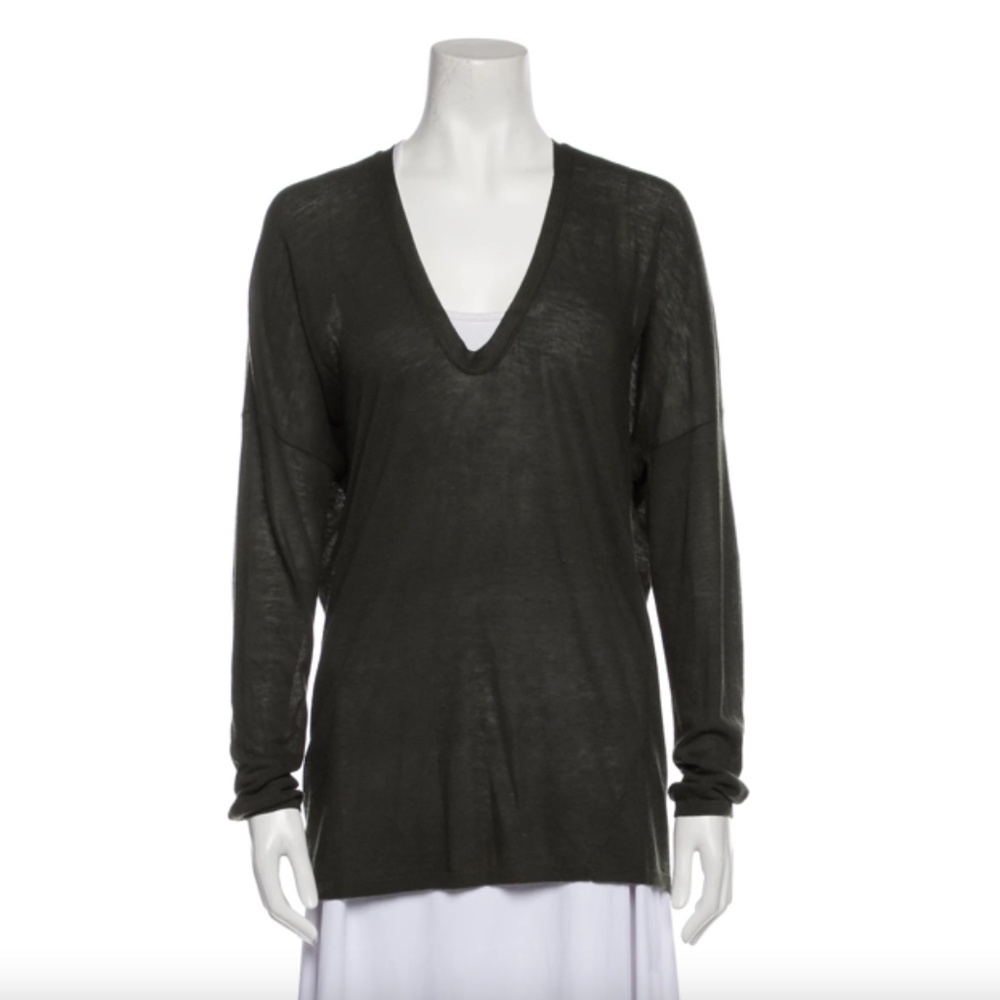 VINCE LIGHTWEIGHT WOOL-BLEND V-NECK PULLOVER SZ L